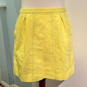 J. Crew Sunny Yellow Mini Skirt with Lace Detail
